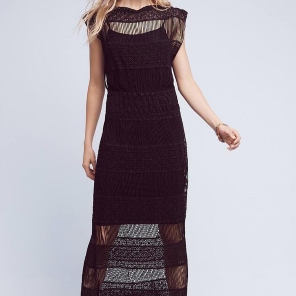 New $198 Anthropologie AMELIA CROCHETED MAXI DRESS Callahan xs